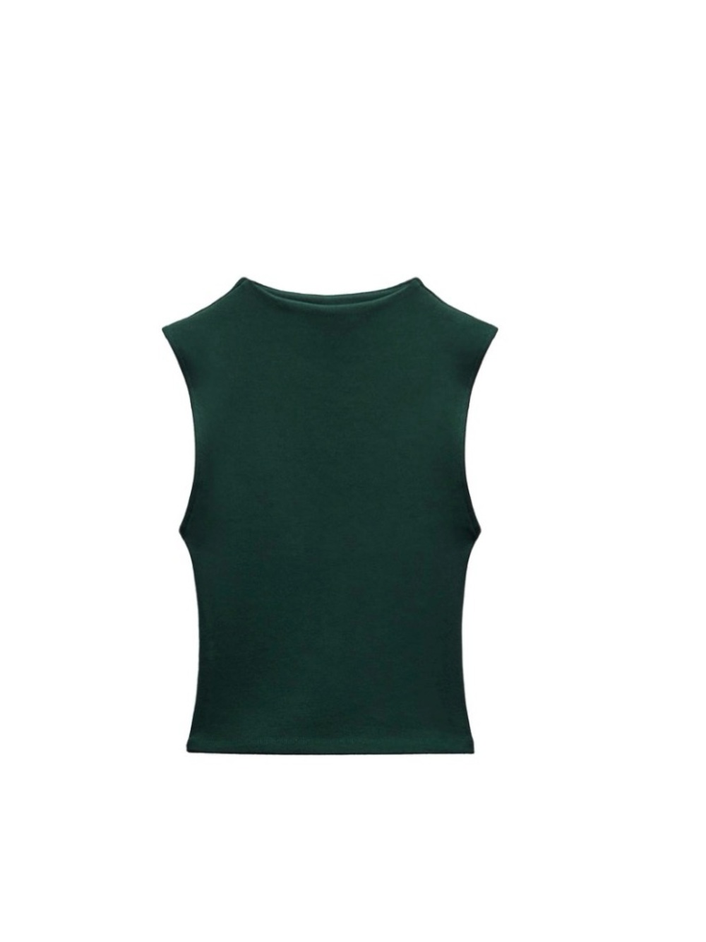 Zara Dark Green Sleeveless High Neck Fitted Top Size M – Like New